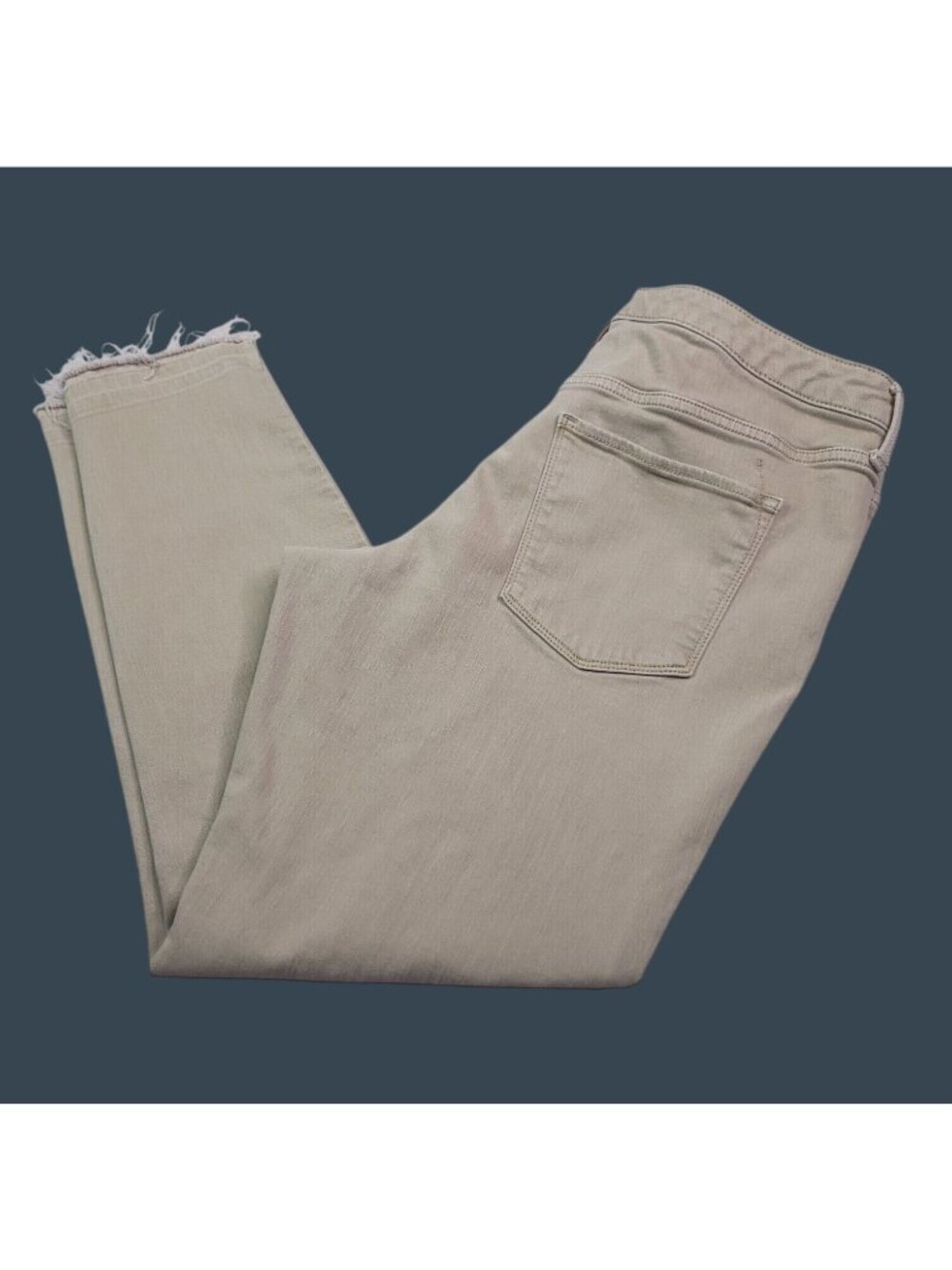 Mossimo Womens Skinny Ankle Jeans 14 Beige High Rise Frayed Hem Stretch Denim